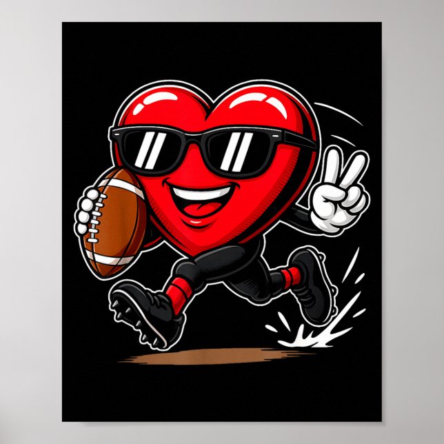 Funny Heart Playing Football Srts Lover Valentine  Poster (Front)