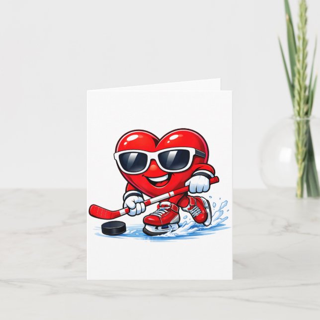 Funny Heart Playing Hockey Apparel  Card (Front)