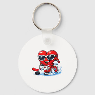 Funny Heart Playing Hockey Apparel  Key Ring