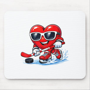 Funny Heart Playing Hockey Apparel  Mouse Mat