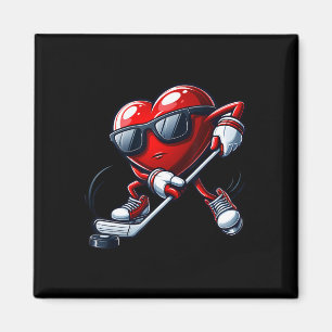 Funny Heart Playing Hockey Valentines Day Mens Boy Magnet
