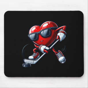 Funny Heart Playing Hockey Valentines Day Mens Boy Mouse Mat