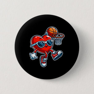 Funny Heart Playing Sketll Valentines Day Boy Girl 6 Cm Round Badge