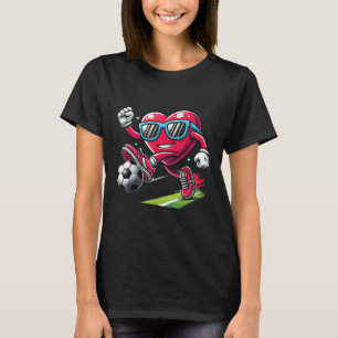 Funny Heart Playing Soccer Lovers Boys Kids Valent T-Shirt