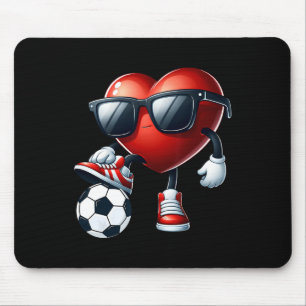 Funny Heart Playing Soccer Valentines Day Mens Boy Mouse Mat