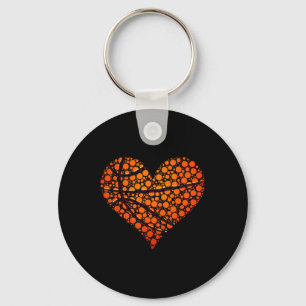 Funny Heart Polka Dots Basketball Lover Fan Happy Key Ring