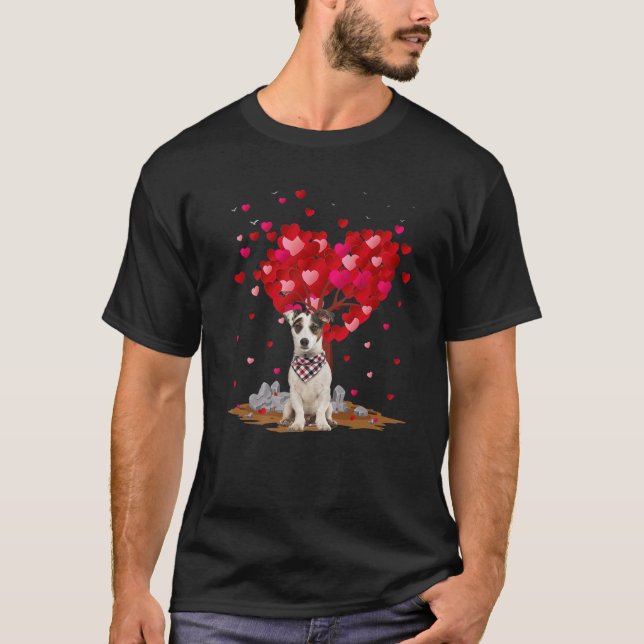 Funny Heart Shape Jack Russell Terrier Dog Valenti T-Shirt (Front)