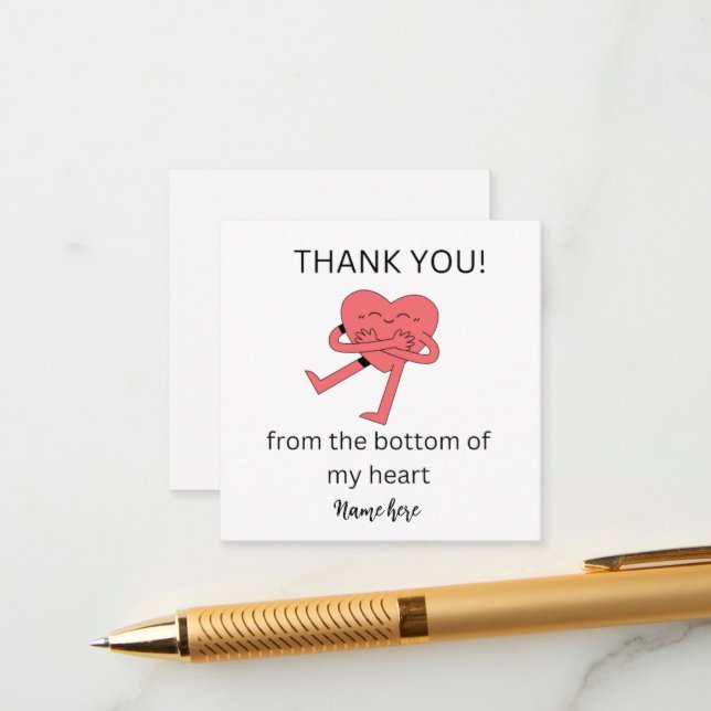 Funny Heart Thank you Card, Wedding Thanks Card  (Front/Back In Situ)