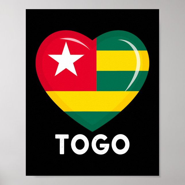 Funny Heart Togo Flag Men Women Kid Patriotic  Poster (Front)