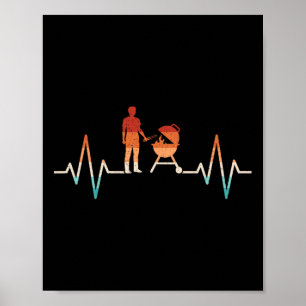 Funny Heartbeat Grilling Barbecue Grill Lover Bbq  Poster