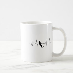 Funny Heartbeat Waterski Art Cool Water Skier Athl Coffee Mug