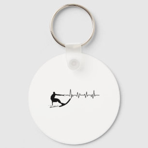 Funny Heartbeat Waterski Gift Cool Water Skier Ath Key Ring
