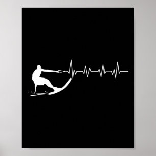Funny Heartbeat Waterski Gift Cool Water Skier Ath Poster