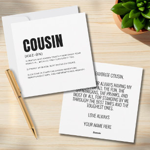 Funny Heartfelt Cousin Definition Greeting Holiday Card