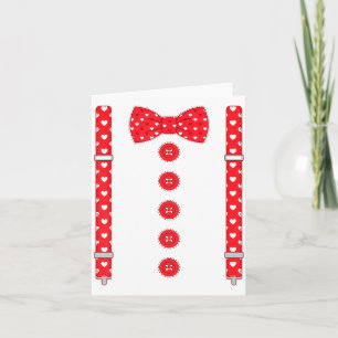 Funny Hearts Bow Tie Suspenders Valentine's Day Co Card