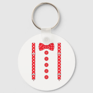 Funny Hearts Bow Tie Suspenders Valentine's Day Co Key Ring