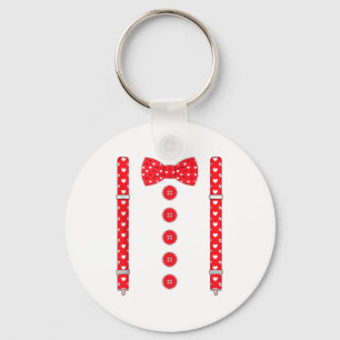 Funny Hearts Bow Tie Suspenders Valentine's Day Co Key Ring
