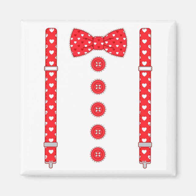 Funny Hearts Bow Tie Suspenders Valentine's Day Co Magnet (Front)