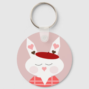 Funny Hearts Bunny Button Keychain