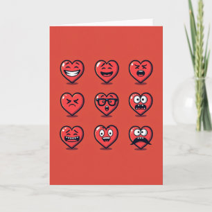 Funny Hearts Emoji Moods Card