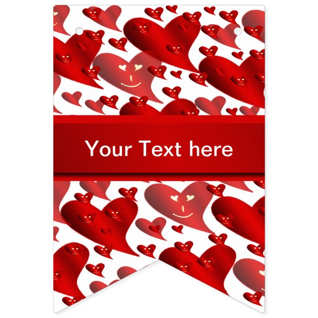 funny, hearts, heart, red, love, valentine, glossy bunting  (Thirteenth Flag)