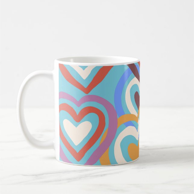 Funny Hearts: Seamless Texture Pattern. Coffee Mug (Left)