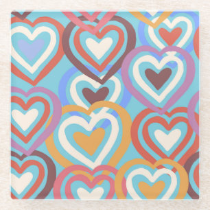Funny Hearts: Seamless Texture Pattern. Glass Coaster