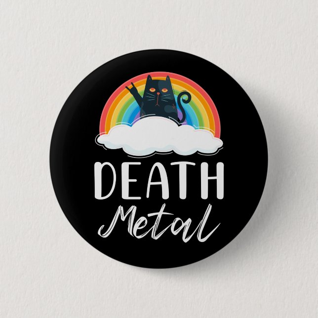 Funny Heavy Death Metal Cat Rainbow Rock Music 6 Cm Round Badge (Front)