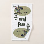 Funny Heavy Lawn Bowls Design, Hand Towel<br><div class="desc">Pictured is a decoupage lawn bowler picking up a heavy lawn bowls with a funny saying</div>