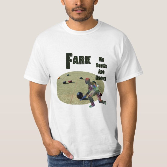 Funny Heavy Lawn Bowls Design, T-Shirt (Front)