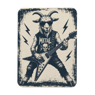 Funny Heavy Metal Goat Vintage Rock Illustration Magnet