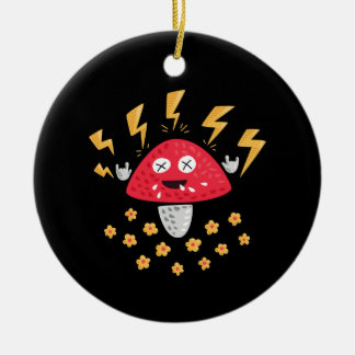 Funny Heavy Metal Mushroom Ceramic Tree Decoration