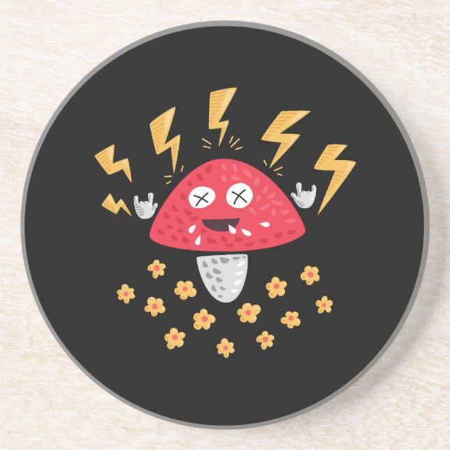 Funny Heavy Metal Mushroom Coaster (Front)