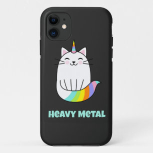Funny heavy metal unicorn rainbow cat iPhone 11 case