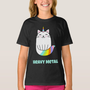 Funny heavy metal unicorn rainbow cat T-Shirt