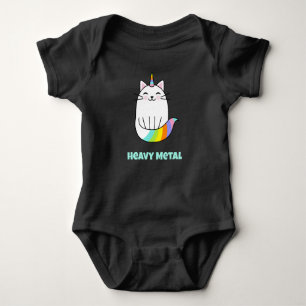 Funny heavy metal unicorn rainbow cat T-Shirt Baby Bodysuit