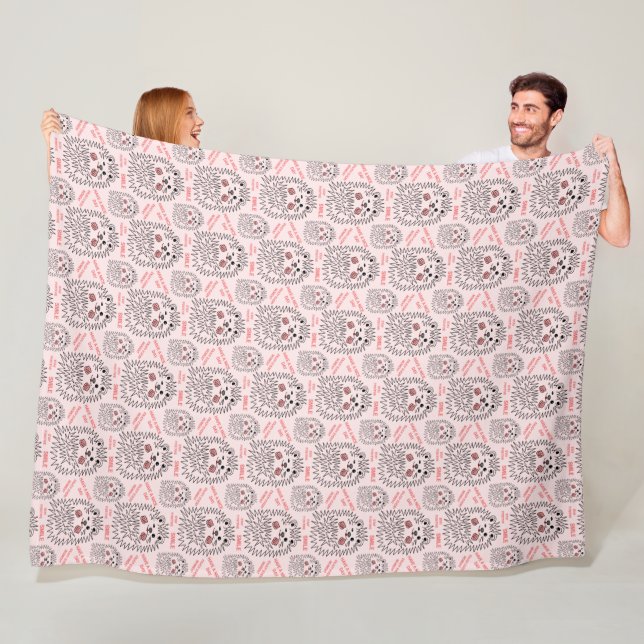 Funny Hedgehog And Positive Text Pattern Fleece Blanket (In Situ)