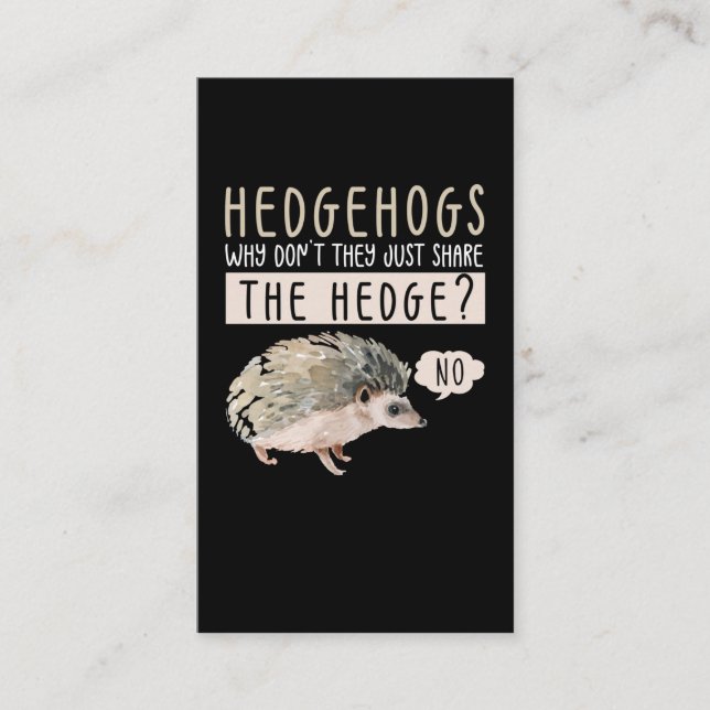 Funny Hedgehog Animal Humour Business Card (Front)