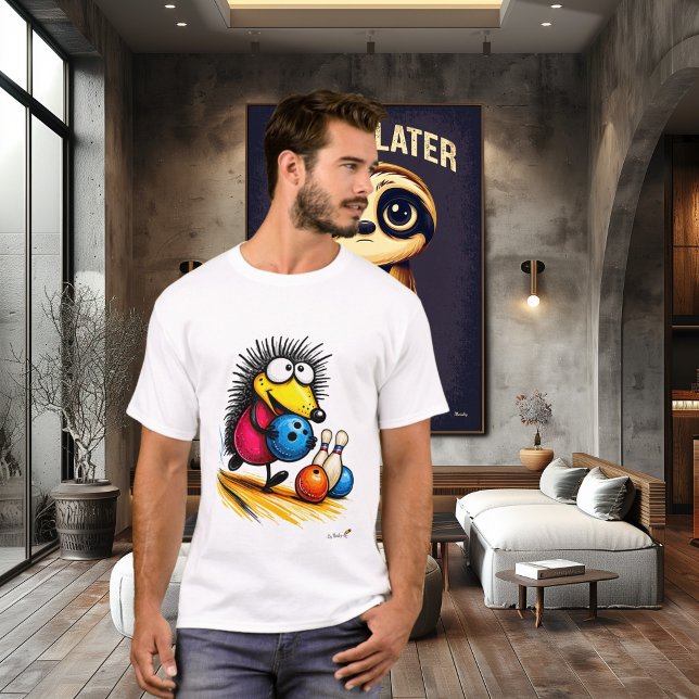 Funny Hedgehog Bowling Cartoon T-Shirt (Creator Uploaded)