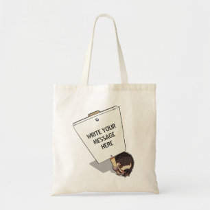 Funny Hedgehog Cartoon Protestor With Placard Tote Bag