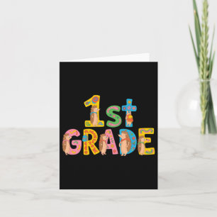 Funny Hedgehog First Grade Back To School Card