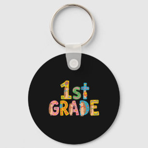 Funny Hedgehog First Grade Back To School Key Ring