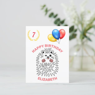 Funny Hedgehog. Happy Birthday Customisable Postcard