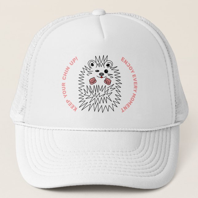 Funny Hedgehog. Keep Your Chin Up! Customisable Trucker Hat (Front)