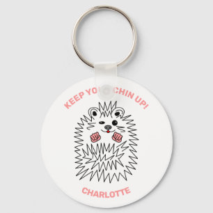 Funny Hedgehog. Keep Your Chin Up. Positive Key Ring