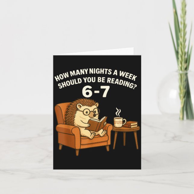 Funny Hedgehog Reading Book 67 Six Seven Meme  Card (Front)