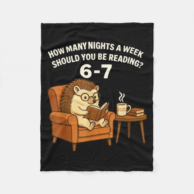 Funny Hedgehog Reading Book 67 Six Seven Meme  Fleece Blanket (Front)