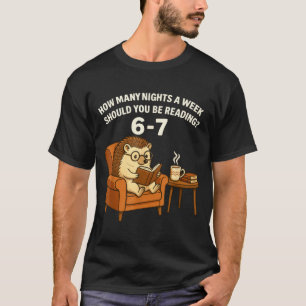 Funny Hedgehog Reading Book 67 Six Seven Meme  T-Shirt