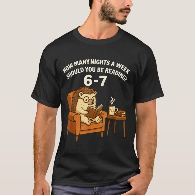 Funny Hedgehog Reading Book 67 Six Seven Meme  T-Shirt (Front)