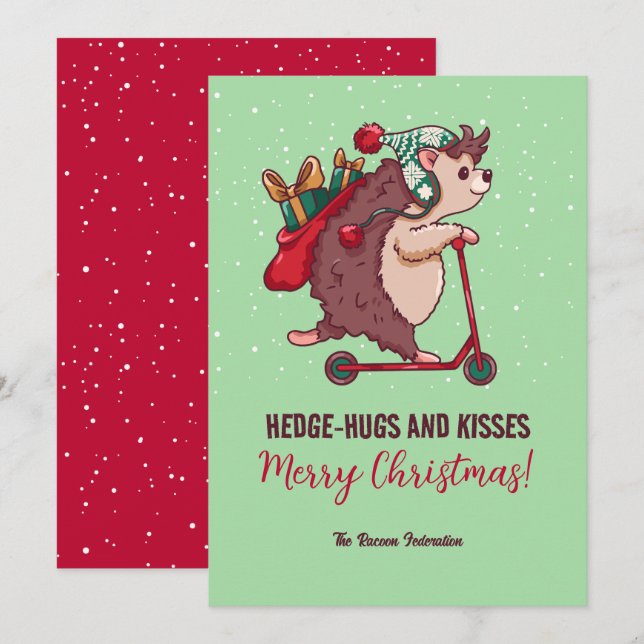 Funny Hedgehog Winter Holiday Merry Christmas (Front/Back)